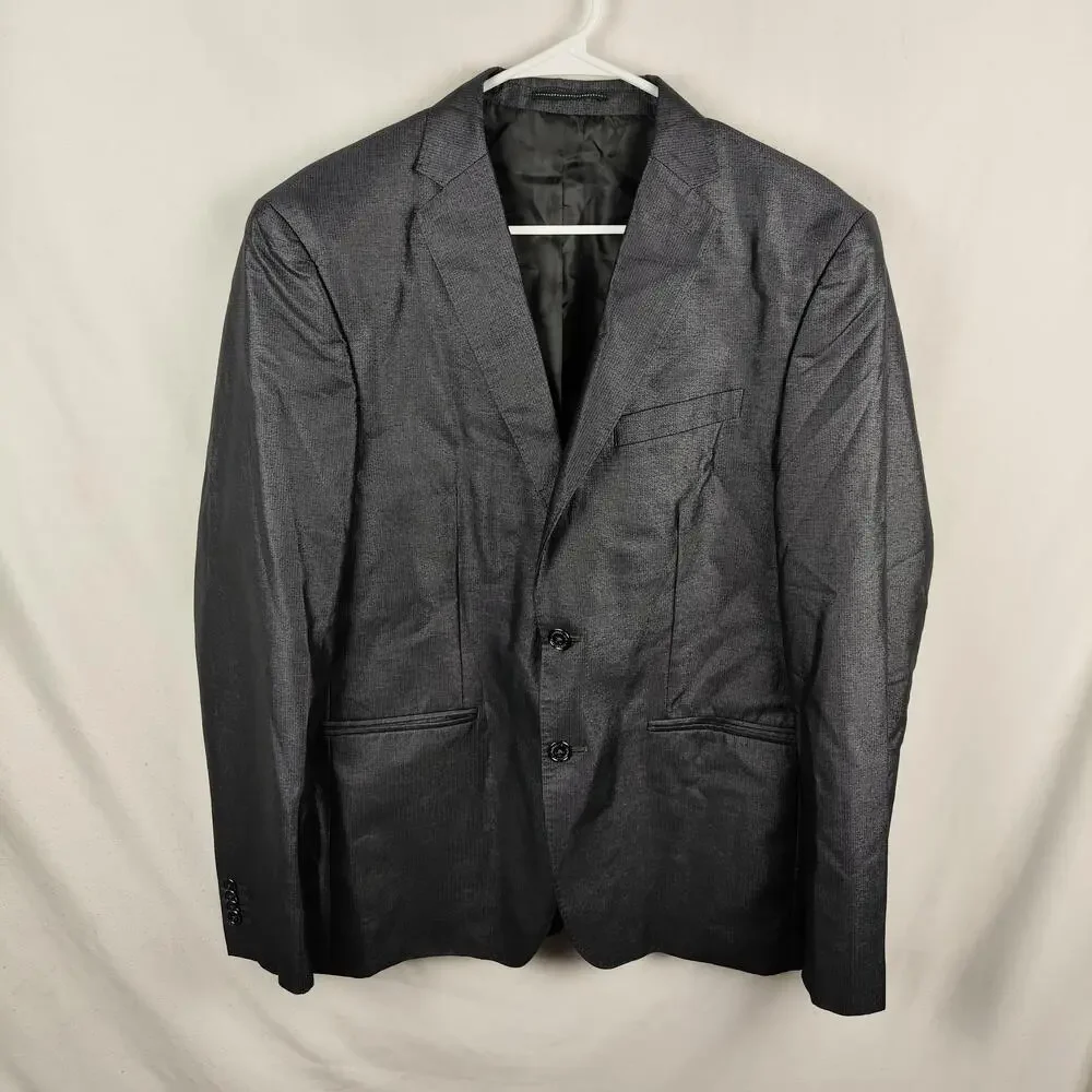 Blackberrys Suit Jacket Mens 42 Gray Check 2 Button Formal Blazer Business